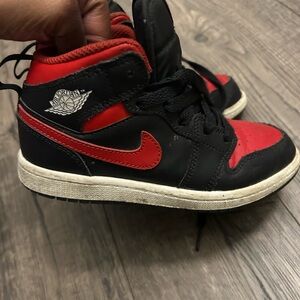 Jordan Kids' Black and Red High-Top Sneakers